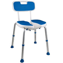Load image into Gallery viewer, PCP Shower Safety Seat, Cutout for Easy Cleaning, Non-Slip Bath Support Recovery Chair with Backrest, White/Blue, Foam Padded
