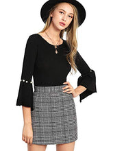 Load image into Gallery viewer, Floerns Women's Plaid High Waist Bodycon Mini Skirt A Grey M
