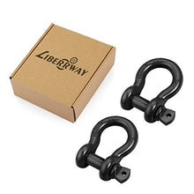 Load image into Gallery viewer, LIBERRWAY Shackles 3/4" (2 Pack) 57,000 lbs Break Strength with 7/8'' Pin D Ring Shackle Rugged Off Road Shackles Heavy Duty D Ring for Vehicle Recovery, Black
