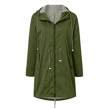 Load image into Gallery viewer, Thenxin Women's Outdoor Waterproof Jacket Zip Up Drawstring Hooded Long Trench Raincoat(Green,XXXXXL)
