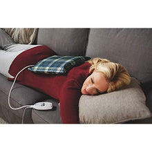 Load image into Gallery viewer, Sunbeam Heating and Massage Pad for Pain Relief | Small Flexi-Soft, 2 Heat &amp; 2 Massage Settings with Auto-Off | Blue Plaid, 12-Inch x 12-Inch
