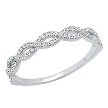 Load image into Gallery viewer, Dazzlingrock Collection 0.20 Carat (ctw) 10K Diamond Swirl Anniversary Wedding Band Stackable Ring 1/5 CT, White Gold, Size 7
