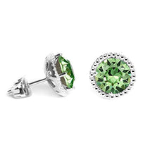 Load image into Gallery viewer, Swarovski Earrings, August Birthstone Peridot Color Swarovski Stud Earrings for Women and Girls, Swarovski Crystal Earring Studs with Certificate and Warranty, Hypoallergenic Stud Earrings
