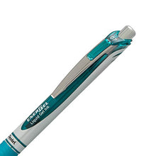 Load image into Gallery viewer, Pentel Gel Ink Pen, Retractable Gel Pen Metal Tip, 12 Pack, 0.7mm, Medium Point, Turquoise Blue (BL77-S3)
