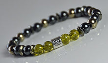 Load image into Gallery viewer, Zodiac Bracelet, Birthstone Bracelet, Peridot Hematite Grounding Mala Gemstone Bracelet, Prosperity Men Bracelet,
