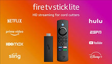 Load image into Gallery viewer, Fire TV Stick Lite with latest Alexa Voice Remote Lite (no TV controls), HD streaming device
