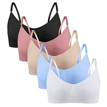 Load image into Gallery viewer, HIVOF Girls Comfortable Camisole Bra with Adjustable Thin Straps - 5 Packs (group2, 14/16)
