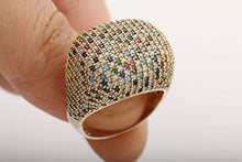 Load image into Gallery viewer, Stunning Turkish Handmade Jewelry Round Cut Sapphire Emerald Turquoise Pink Ruby Amethyst Black Onyx Topaz Zircon 925 Sterling Silver Ring Size ALL
