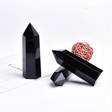 Load image into Gallery viewer, Runyangshi Natural Healing Crystal Wands, 6 Faceted Reiki Chakra Stones, Healing Crystal Single Point Wand Faceted Prism Wand (Black Obsidian, 2"-2.4" (5-6cm))
