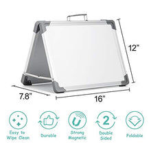 Load image into Gallery viewer, Magnetic Dry Erase White Board 16 inches x 12inches, Foldable Double Sided Portable Whiteboard, Includes Magnets &amp; Eraser, 4 Magnetic Dry Erase Pens, Multicolored
