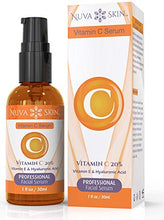 Load image into Gallery viewer, Nuva Skin Vitamin C Serum for Face and Eyes w/Hyaluronic Acid &amp; Liquid Vitamin E - Natural Anti Aging, Anti Wrinkle Facial Treatment – Antioxidant Moisturizer for Acne, Scars &amp; Even Skin Tone
