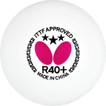 Load image into Gallery viewer, Butterfly R40+ Table Tennis Balls - 40mm White Ping Pong Ball - ITTF Certified Professional Table Tennis Ball- Poly Table Tennis Ball - 3 Pack or 12 Pack
