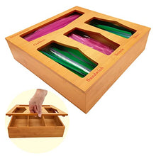 Load image into Gallery viewer, ECOGREDA Bamboo Ziplock Bag Storage Organizer for Kitchen Drawer,Openable Top Lids Food Storage Bag Holders and Dispenser Compatible with Ziploc, Glad, Gallon, Quart, Sandwich &amp; Snack Bags
