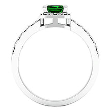 Load image into Gallery viewer, Dazzlingrock Collection Sterling Silver 7X5 MM Emerald Cut Lab Created Emerald &amp; Diamond Ladies Engagement Ring, Size 8
