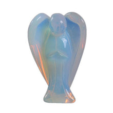 Load image into Gallery viewer, Justinstones Carved Moonstone Opalite Gemstone Peace Angel Pocket Guardian Angel Healing Statue 2 inch
