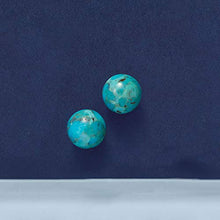 Load image into Gallery viewer, Ross-Simons Turquoise Bead Stud Earrings in 14kt Yellow Gold For Women

