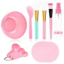 Load image into Gallery viewer, Face Mask Mixing Bowl Set, Anezus 11 Pcs DIY Facemask Mixing Tool Kit with Facial Mask Bowl Stick Spatula Silicone Brush Spray Bottle Puff Soaking Bottle Gauges
