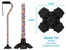 Load image into Gallery viewer, NOVA Medical Products NOVA Sugarcane, Walking Cane with All Terrain Rubber Quad Tip Base and Carrying Strap, Butterfly Symphony Design

