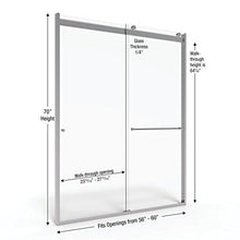 Load image into Gallery viewer, Basco Shower Door RTLA05B6070XPSV Rotolo, 56-60 in. Wide x 70 in. high, AquaGlideXP Clear
