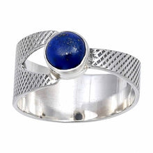 Load image into Gallery viewer, JewelForce Lapia Lazuli Gemstone Band Ring Men &amp; Women Band Ring All Size Band Ring 925 Sterling Silver Band Ring Gift Item Handmade Jewelry JSR-116J_US11
