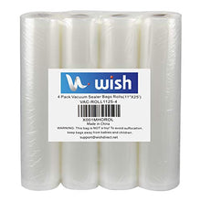 Load image into Gallery viewer, WISH Vacuum Sealer Bags Rolls (4-Pack), 11 Inch X 25 Feet Fit Inside Machine Heavy Duty Embossed BPA Free Food Storage Bags Rolls Work with FoodSaver Vacuum Sealer Sous Vide Cooking (Total 100 Feet)

