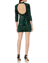 Load image into Gallery viewer, Donna Morgan Women's Stretch Velvet Sequin Mock Neck Mini Dress, Green, 12

