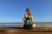 Load image into Gallery viewer, icyzone Workout Tank Tops for Women - Open Back Strappy Athletic Tanks, Yoga Tops, Gym Shirts(Pack of 2) (S, Charcoal/Army)

