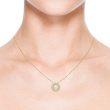 Load image into Gallery viewer, June Birthstone - Bezel-Set Moonstone Pendant with Diamond Halo in 14K Yellow Gold (6mm Moonstone)
