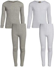Load image into Gallery viewer, Sweet &amp; Sassy Girl's 2-Pack Thermal Warm Underwear Top and Pant Set-Grey/White-6x
