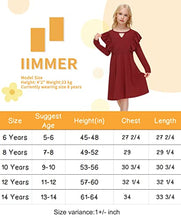 Load image into Gallery viewer, IIMMER Kid Girls Christmas Casual Burgundy Ruffle Long Sleeves Keyhole Neckline Autumn Maroon Flare Swing Dress with Pockets 7-8 Years
