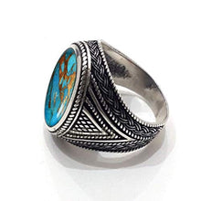 Load image into Gallery viewer, Blue Copper Turquoise Ring, 925 Sterling Silver Jewelry, December Birthstone Ring, Blue Copper Turquoise Men's Ring, Mens Turquoise Gemstone Ring, Ring For Him, Mens Ring, Birthday Gift, Gift Ring
