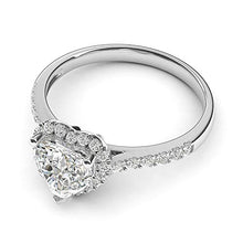 Load image into Gallery viewer, 14k White Gold Simulated Heart-shaped Diamond Halo Engagement Ring with Side Stones Promise Bridal Ring (9)
