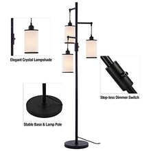 Load image into Gallery viewer, Airposta Industrial Floor Lamp with [ On/Off Dimmable Switch ], 3-Head Farmhouse Linen Tree Standing Lamp, 40W Rustic Torchiere Floor Lamp Light for Living Room, Reading, Office, Bedroom
