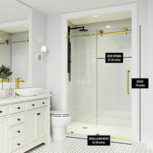 Load image into Gallery viewer, VIGO VG6044MGCL6076 2.75"L -60.0"W -76.0"H Elan Cass Aerodynamic Frameless Sliding Shower Door with Clear Tempered Glass and Stainless Steel Hardware in Matte Gold Finish with Reversible Handle
