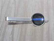 Load image into Gallery viewer, Thin Blue Line Tie Clip, Police Lives Matter Tie Clip, Law Enforcement Tie Clip, Gift for Him, Mens Fashion
