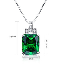 Load image into Gallery viewer, BONLAVIE Women's 6.95ct Created Green Emerald Pendant Necklace 925 Sterling Silver, 18" (Green)

