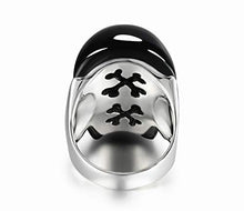 Load image into Gallery viewer, Black Obsidian Carved Gemstone Crystal Skull with Sterling Silver Ring, Skull Jewelry.
