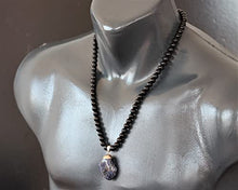 Load image into Gallery viewer, ElisaJewelryArt - Natural Sodalite Pendant Natural Black Onyx Beaded Necklace Genuine Gemstone Balance Stone Clasp Closure Necklace Unisex Necklace (22.00, Sodalite)

