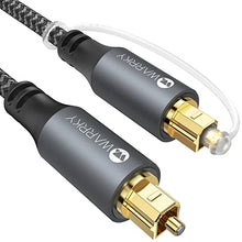 Load image into Gallery viewer, Optical Audio Cable, WARRKY 6ft Optical Cable [Braided, Slim Metal Case, Gold Plated Plug] Digital Audio Fiber Optic Cable Toslink, Compatible with Sound Bar, TV, Samsung, Vizio, Bose, LG, Sony, Sonos
