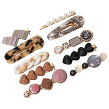 Load image into Gallery viewer, Acrylic Resin Hair Clips Pearls Hair Grips Handmade Metal Gold Hair Barrettes Marble Alligator Bobby Pins Geometric Hairpin Hair Accessories Gifts for Women Girls Pack of 10 (Color A)
