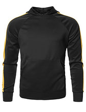 Load image into Gallery viewer, Premium Quality Shoulder Panel Track Pull-Over Hoodie Top Black Yellow M
