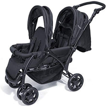 Load image into Gallery viewer, BABY JOY Double Baby Stroller, Foldable Double Seat Tandem Stroller with Adjustable Backrest, Push Handle and Footrest, Lockable Wheels, 5 Points Safety Belts (Black)
