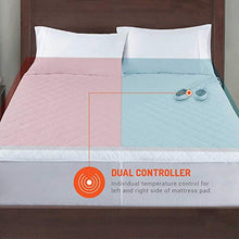 Load image into Gallery viewer, Dual Control Heated Mattress Pad Queen Size | Zone Heating Electric Bed Warmer W/ Auto Shut Off | Fit Up To 15 Inch | 12.5ft Long Cord | Therapeutic &amp; Relieves Sore Muscles/Joints - 60x80 Inch, White
