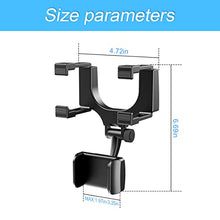 Load image into Gallery viewer, Car Rear View Mirror Phone Mount, Universal 360° Rotation Expandable Car Phone Holder Cradle for Most Mobile Phone Devices iPhone 13/13 Pro/12/11/XS/XR/8 Plus, Samsung Galaxy, GPS Google Map

