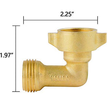 Load image into Gallery viewer, HQMPC Garden Hose Connector 90 Degree Brass Garden Hose Elbow Solid Brass Adapter (2Pcs)+ Extra 4 Pressure Washers
