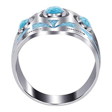 Load image into Gallery viewer, Men's Turquoise Gemstone Inlay Mosaic Design Sterling Silver Ring Size 11
