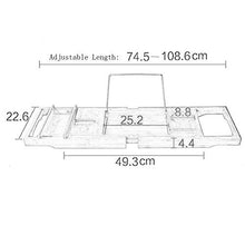 Load image into Gallery viewer, Wine Rack H Luxury Bamboo Bathtub Caddy Bath Tub Tray with Extending Sides Built in Book Tablet Holder Cellphone Tray &amp; Integrated Wineglass Holder and Other Accessories Placement
