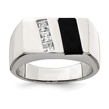 Load image into Gallery viewer, 925 Sterling Silver Mens Cubic Zirconia Cz Black Onyx Band Ring Size 9.00 Man Fine Jewelry For Dad Mens Gifts For Him
