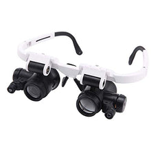 Load image into Gallery viewer, ElectroOptix Headband Repair Magnifying Glass,2 LED Light Medical Binocular Eye Loupe Lens Repair Detection Elderly Read Magnifier White 8X15X23 Times Loupe
