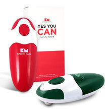 Load image into Gallery viewer, Kitchen Mama Electric Can Opener V2 Christmas Color Edition: Upgraded Blade Opens Any Can Shape - No Sharp Edge, Food-Safe, Handy with Lid Lift, Battery Operated &amp; Handheld (Bundle Red &amp; Army Green)
